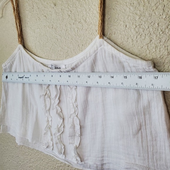 eloge white women's top blouse with sleeves 100% cotton size S summer vacation b - Picture 3 of 7